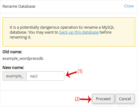 Comment renommer une base de données dans cPanel — 3