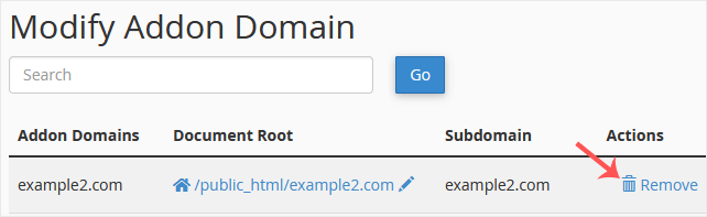 Comment supprimer un domaine additionnel dans cPanel — 2