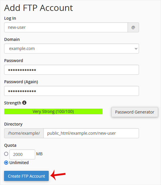 How to Create an FTP Account in cPanel — 2