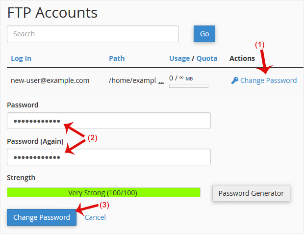 How to Change the Password of the FTP Account in cPanel — 2