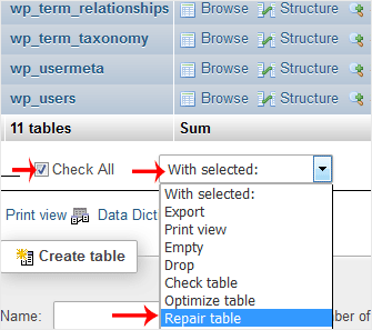Comment réparer une base de données via phpMyAdmin dans cPanel — 3