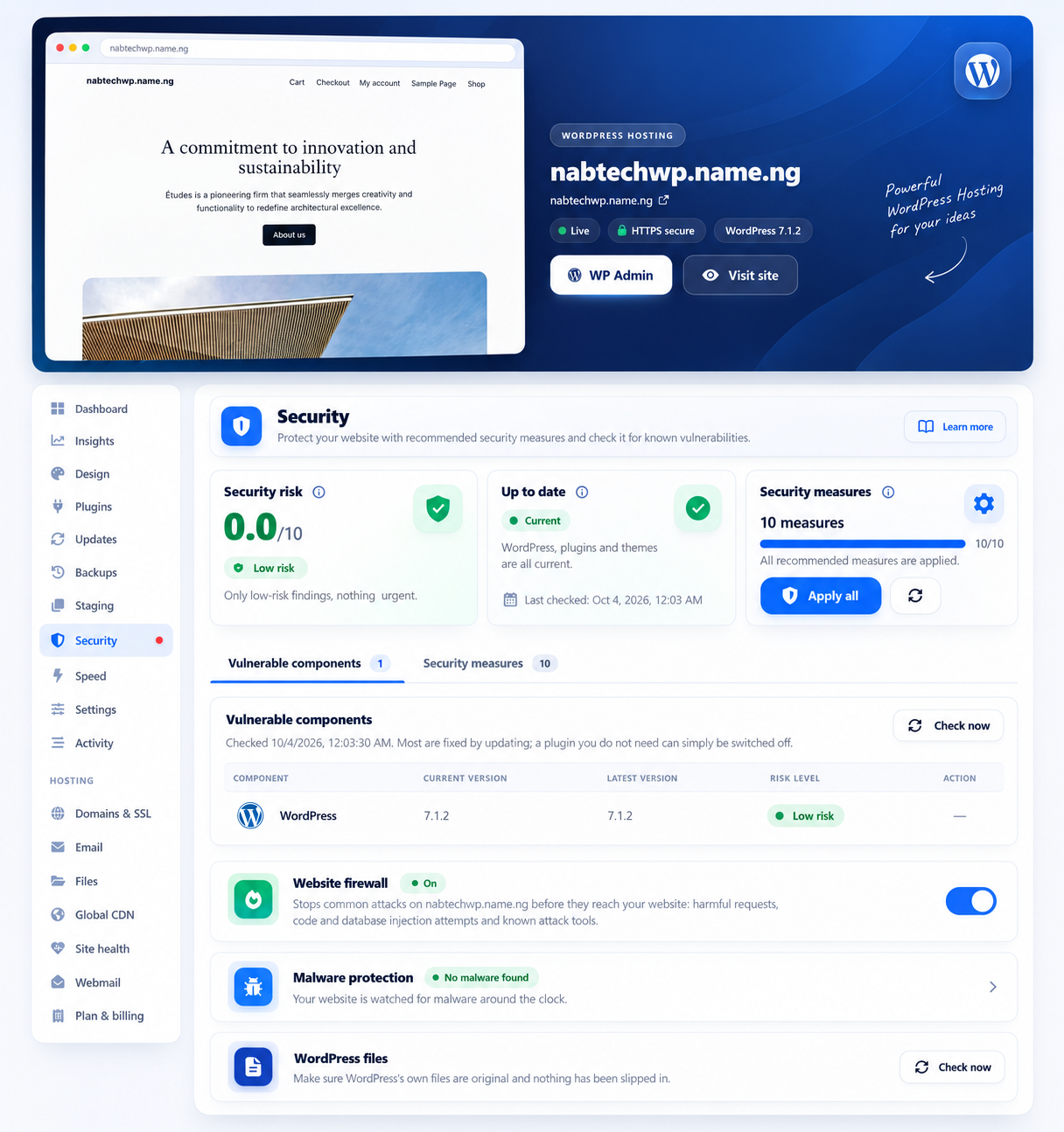 NabWP Dashboard Interface