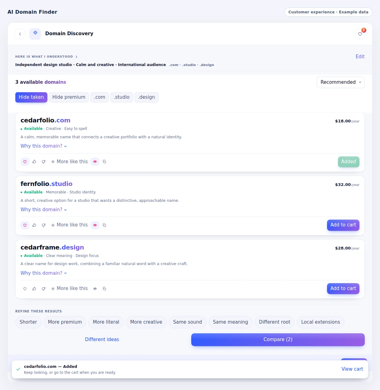AI Domain Finder: Keep the move to the cart clear