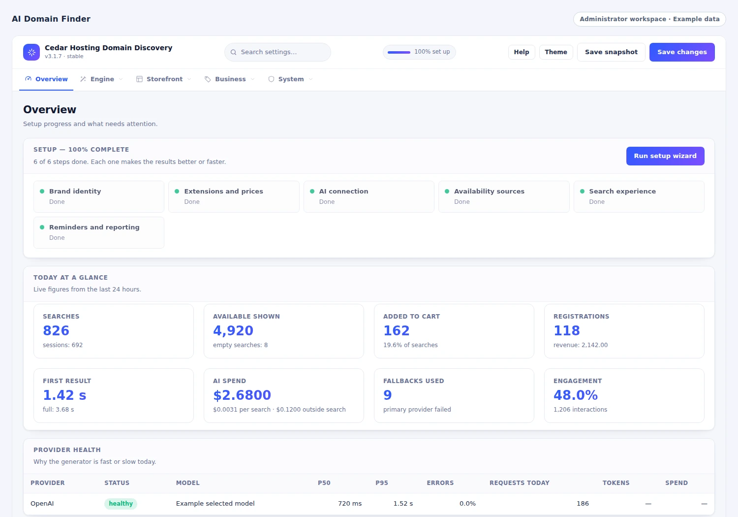 AI Domain Finder: Start with the search service at a glance