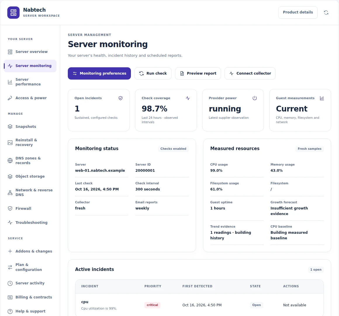 Contabo Manager: Follow server health and incidents