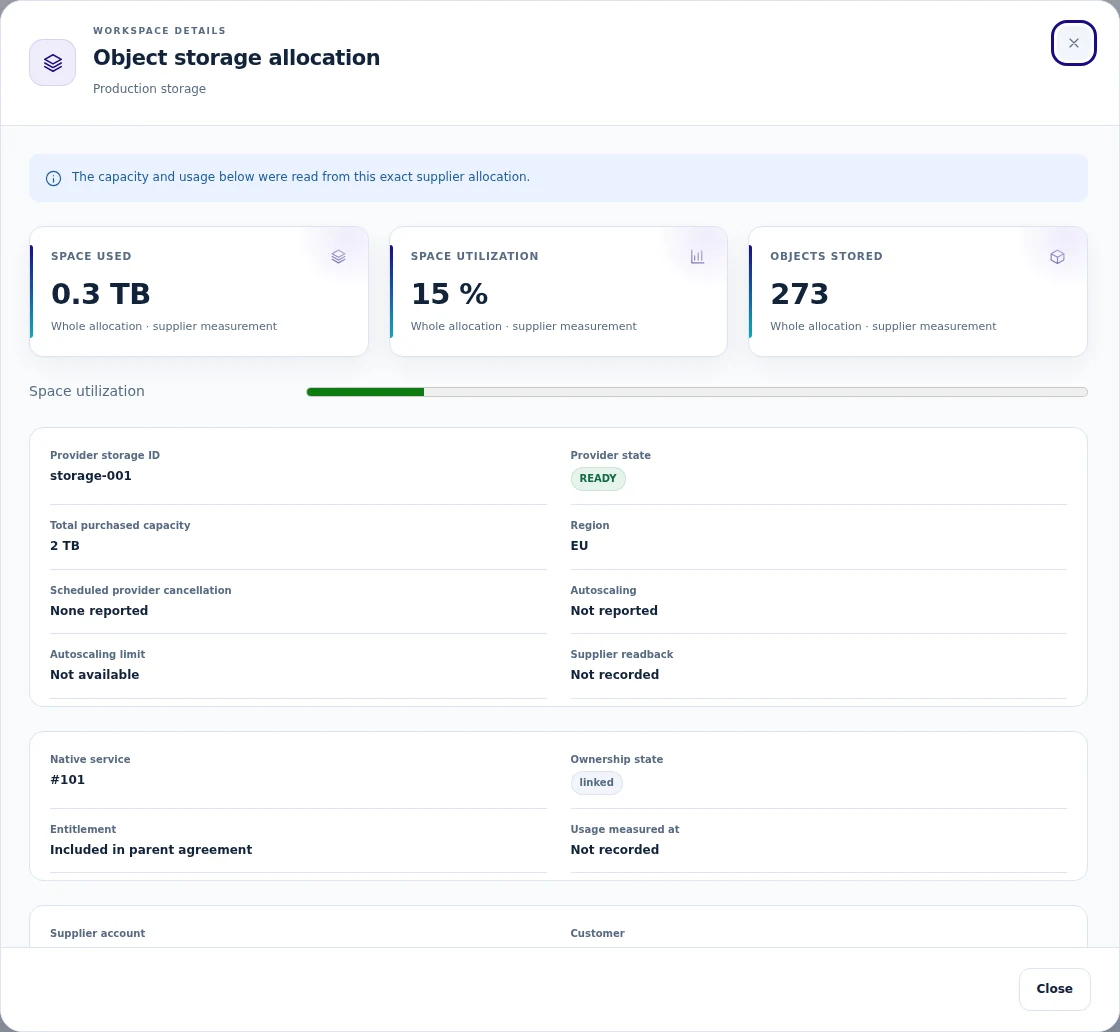 Contabo Manager: Review an object-storage allocation