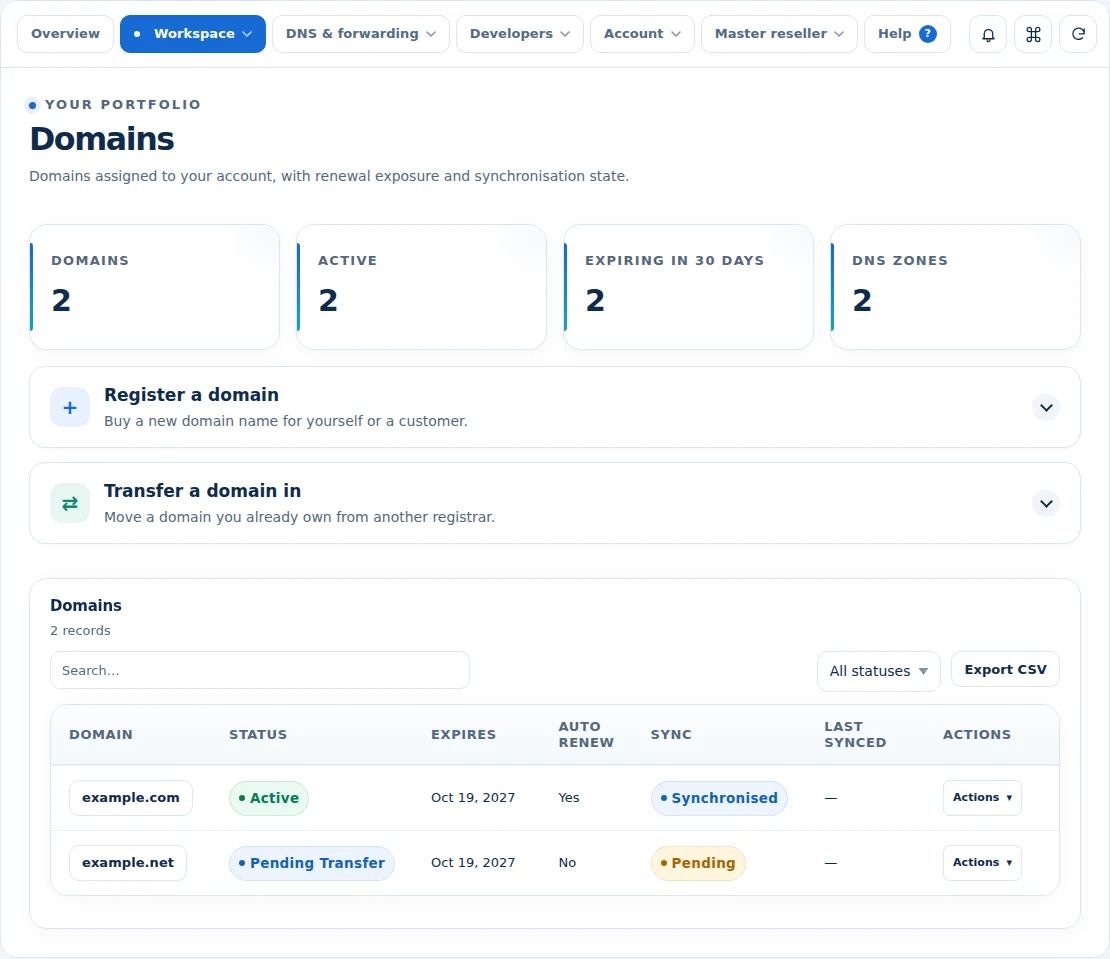 Domain Nexus: Keep the domain portfolio organised