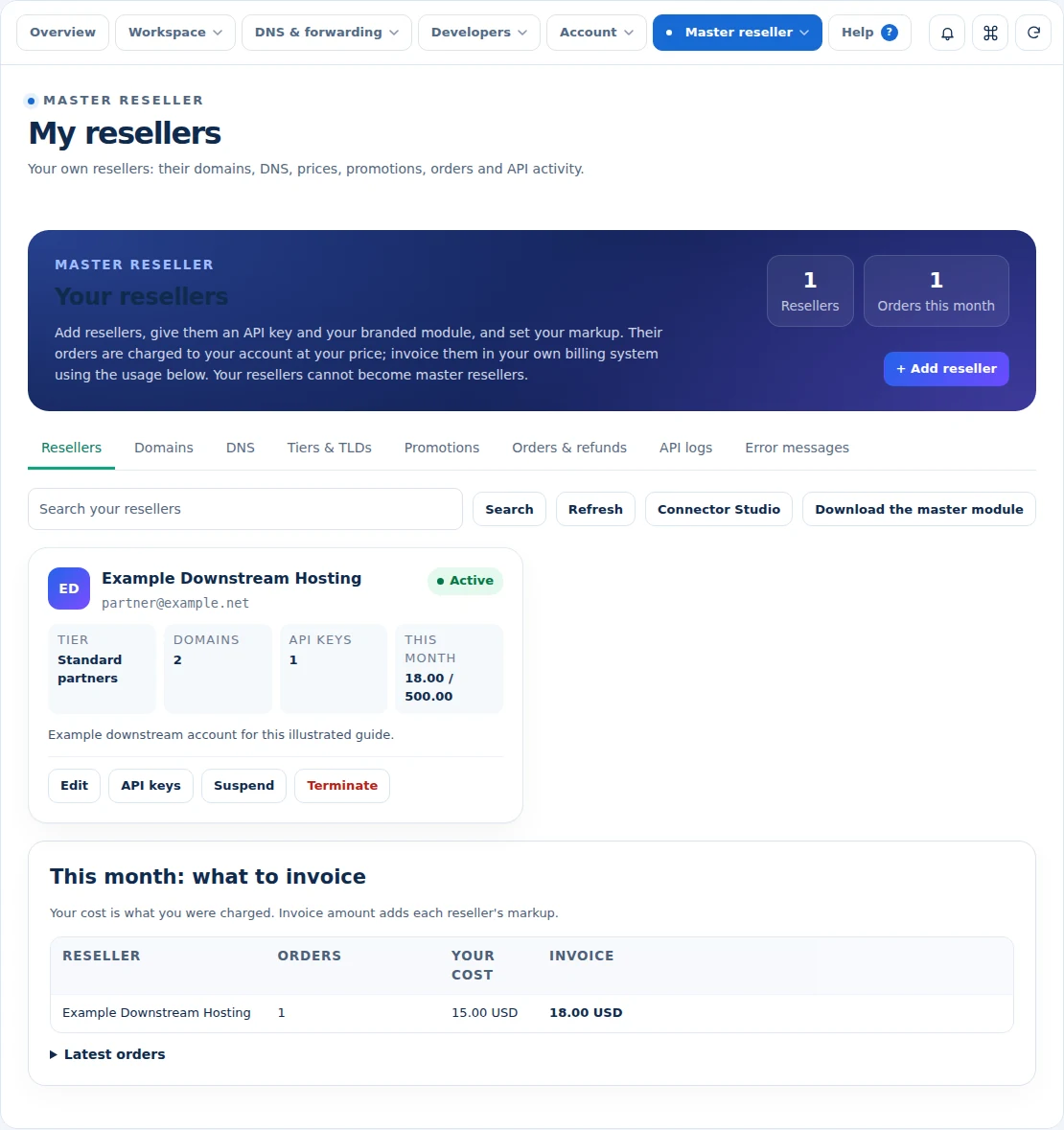 Domain Nexus: Manage downstream resellers