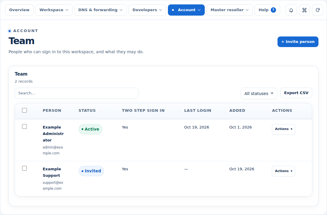 Domain Nexus: Give the right people account access