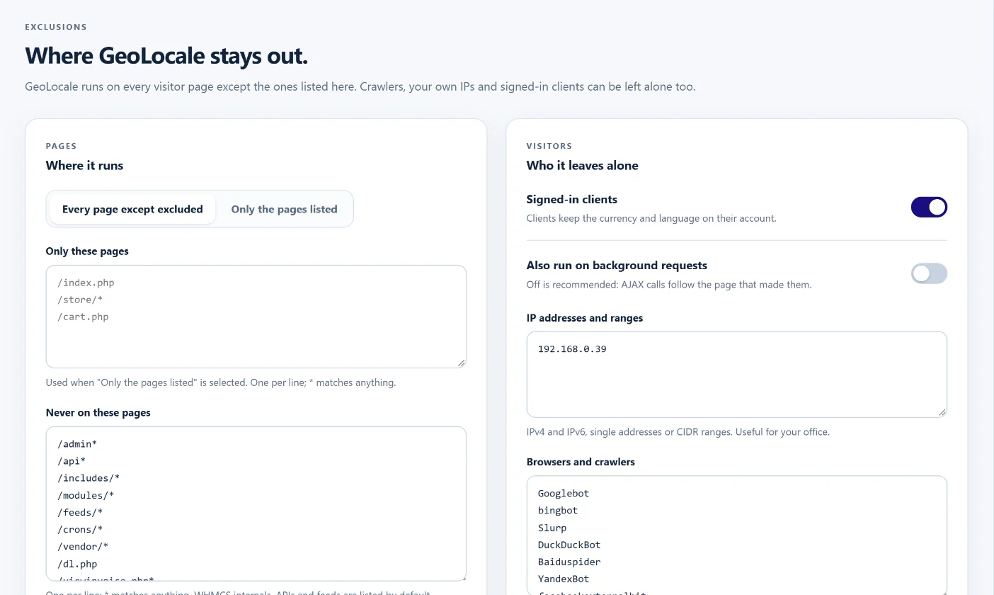 GeoLocale: Leave pages and visitors alone