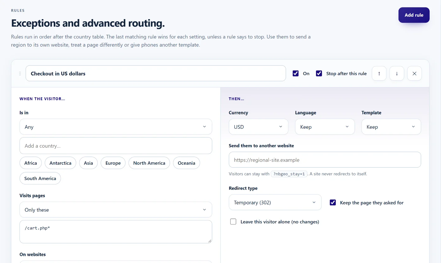 GeoLocale: Build rules with clear When and Then sides