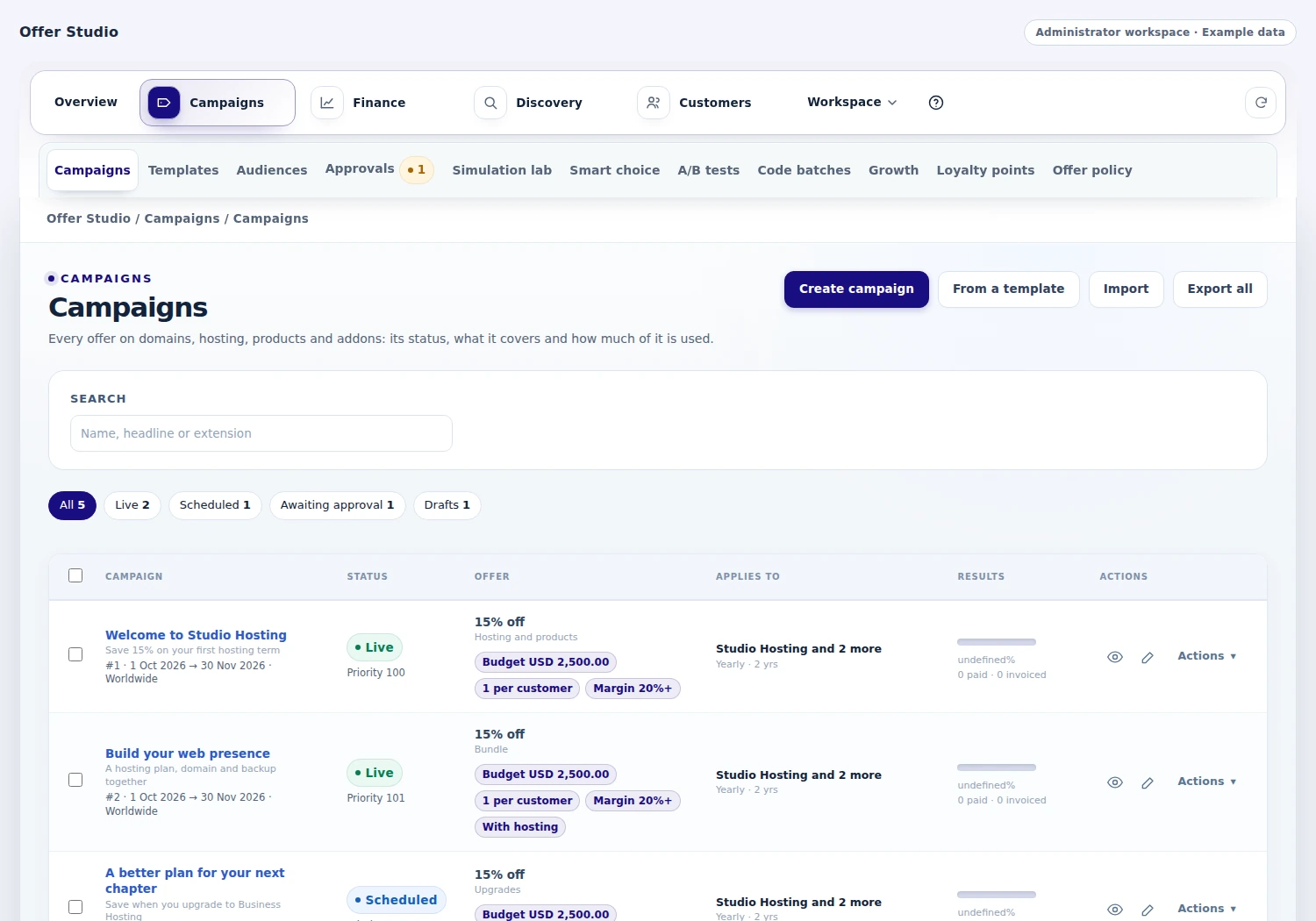 Offer Studio: Manage the campaigns running across your shop