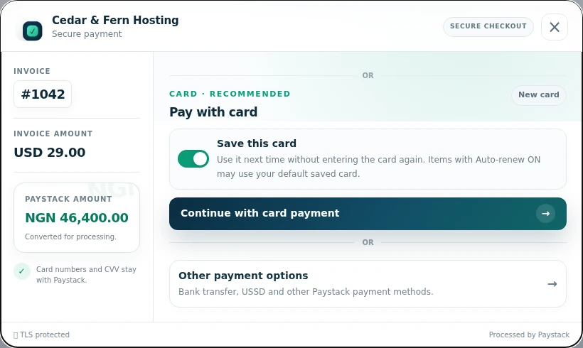 Paystack: Keep the invoice and processing amount clear