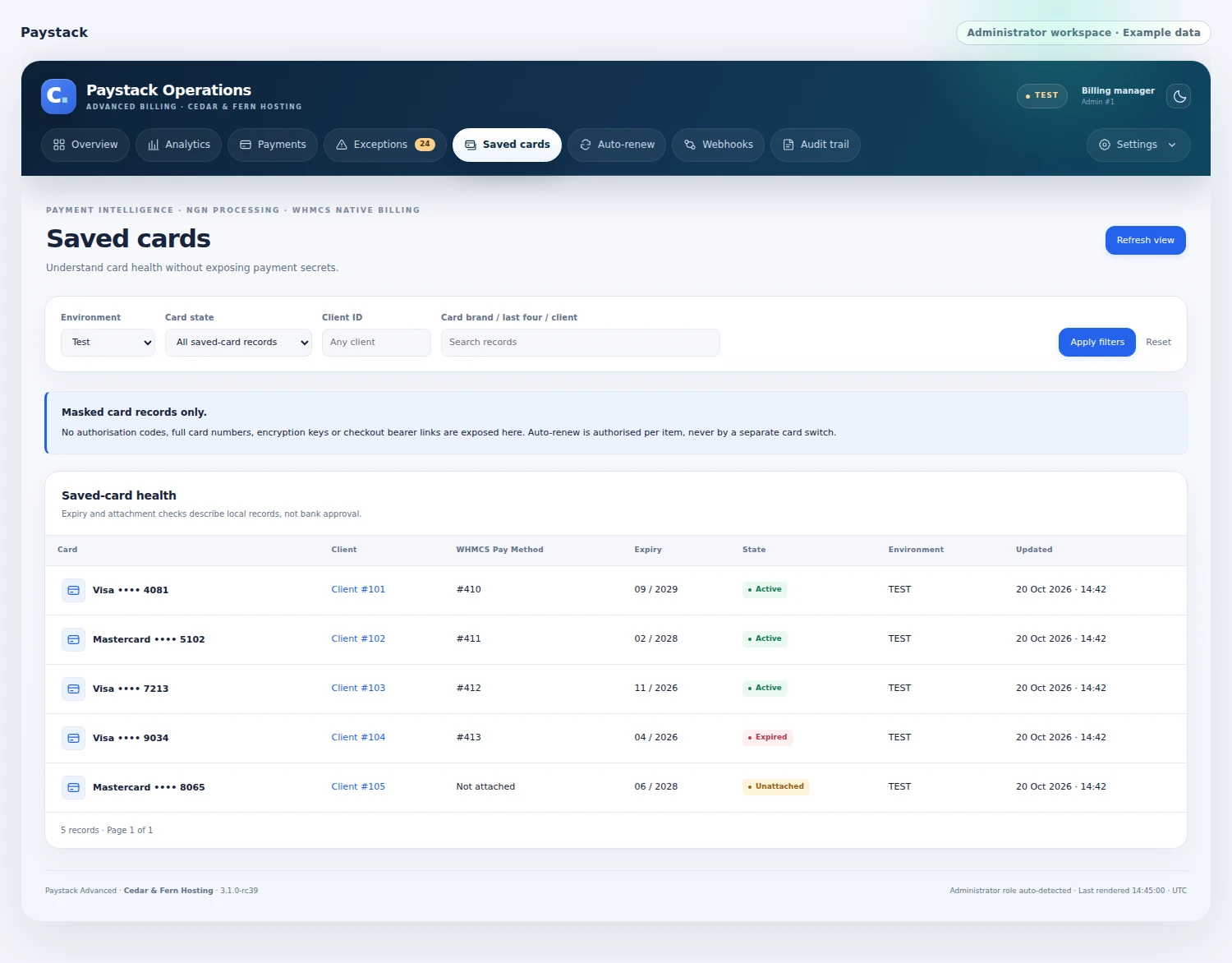 Paystack: Review saved-card expiry and attachment
