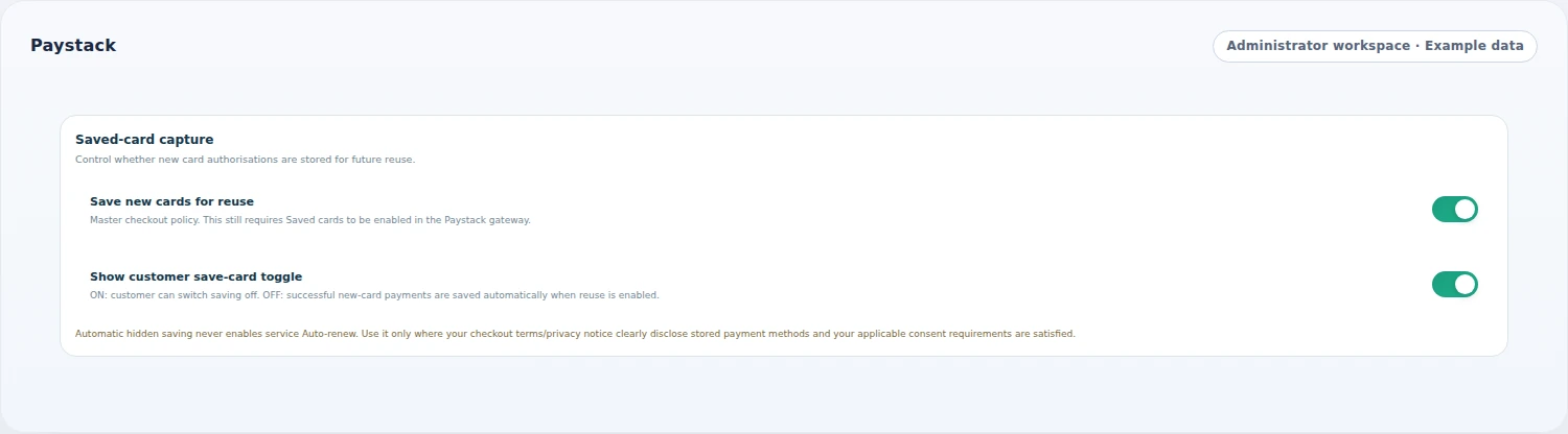 Paystack: Control how reusable methods are offered