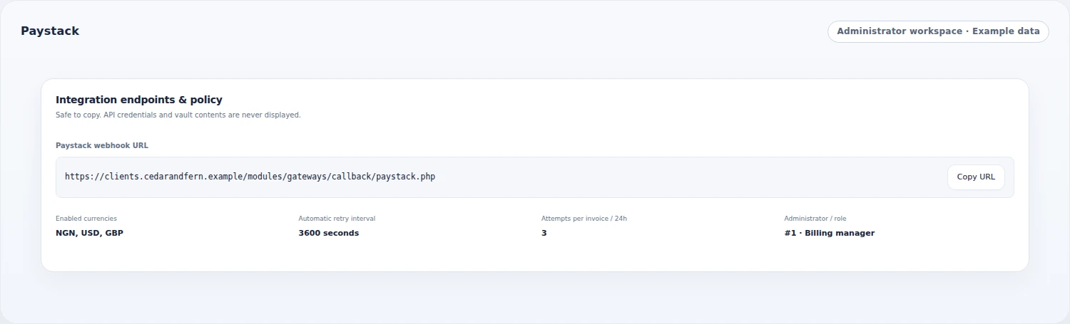 Paystack: Keep integration and retry settings visible