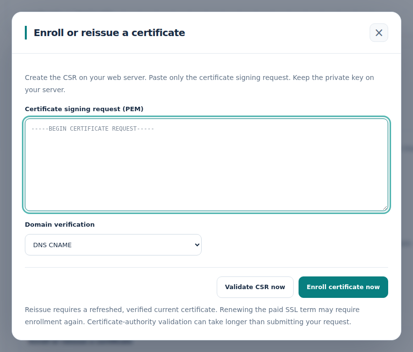 ResellerClub Manager: Guide certificate enrollment