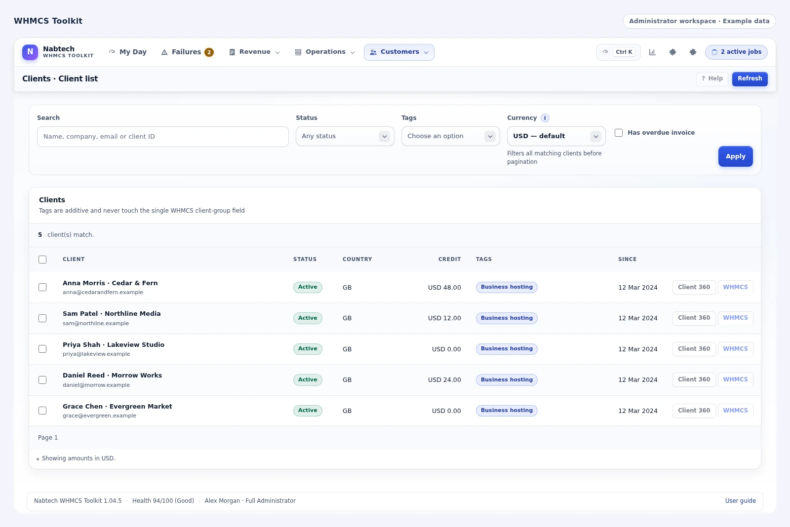 WHMCS Toolkit: Find the customer and their account context